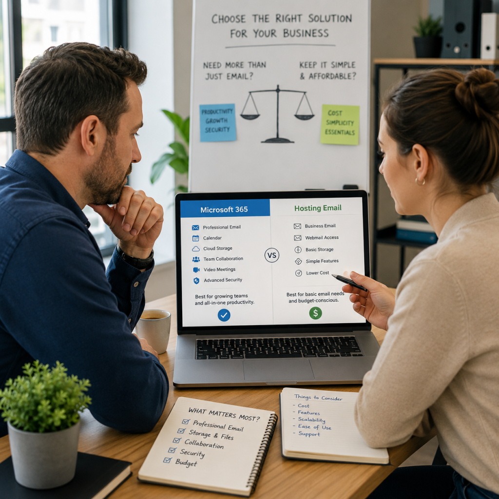 Трябва ли малка фирма да използва Microsoft 365 или обикновена хостинг поща?